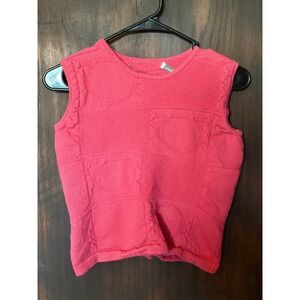 Balla Valentina Italy Pink Textured Knit Sleeveless Top Patchwork Crew Neck S